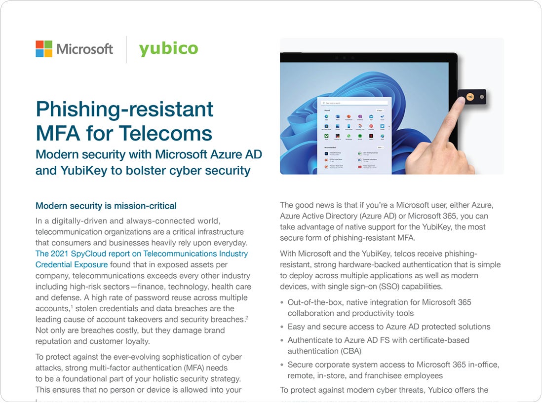 Microsoft | Yubico Phishing-resistant MFA For Telecoms | Yubico